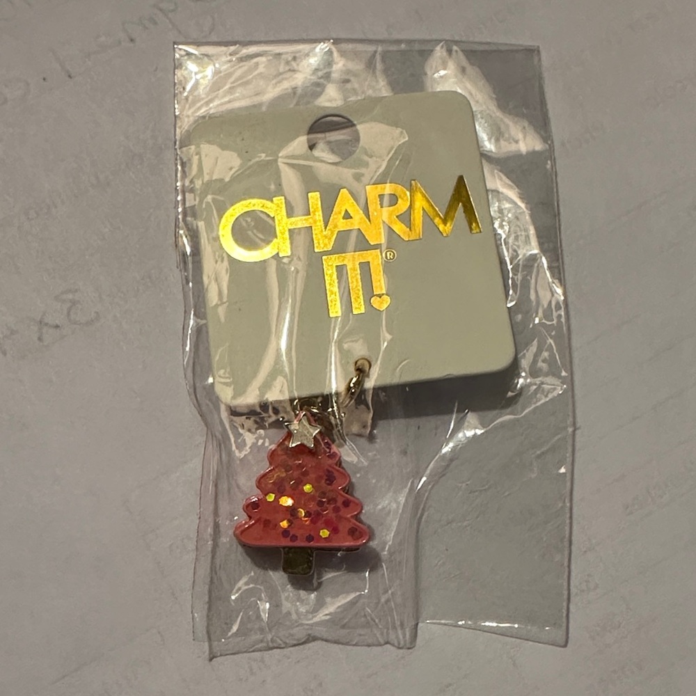 Pink Glitter Christmas Tree Charm